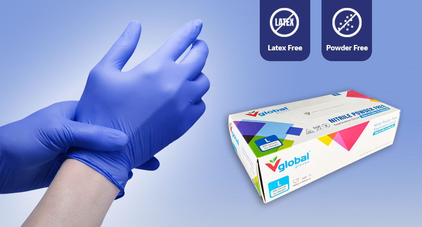 Vglobal Nitrile Powder Free Examination Gloves – Dark Blue