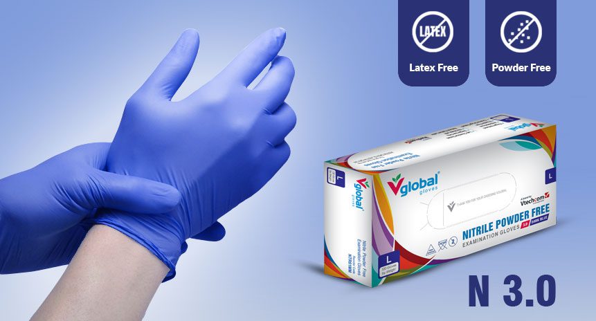 Vglobal Nitrile Examination Gloves (Dark Blue N3.0)